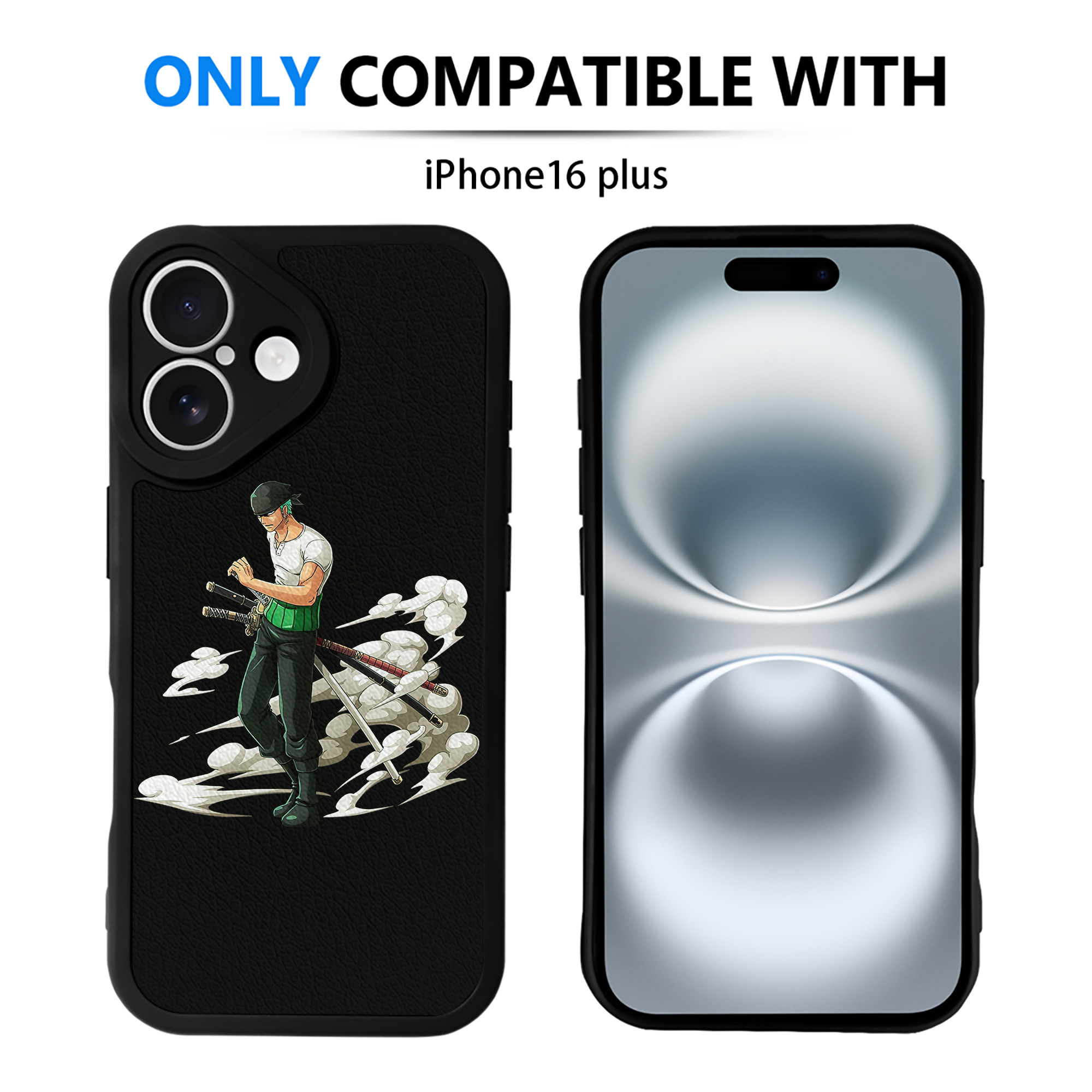 （画像用） ワンピース ロロノア・ゾロ ONE PIECE Roronoa Zoro 【iPhone 16シリーズ対応】シリコンスマホケース（レザー調） 材質：シリコン